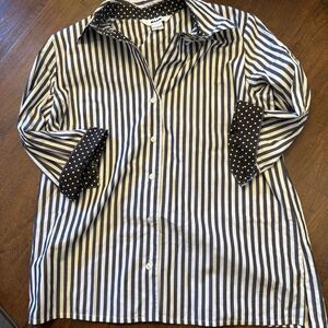 Vintage Alia Striped Button Down Blouse 80s Power Shirt Office Chic